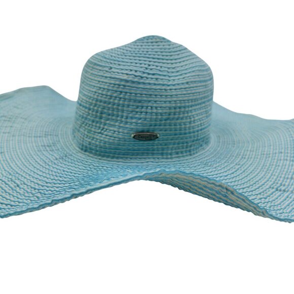 Cappelli White/Turquoise Wide Brim Floppy Packable Bendable Sun Hat Women's - Picture 2 of 10